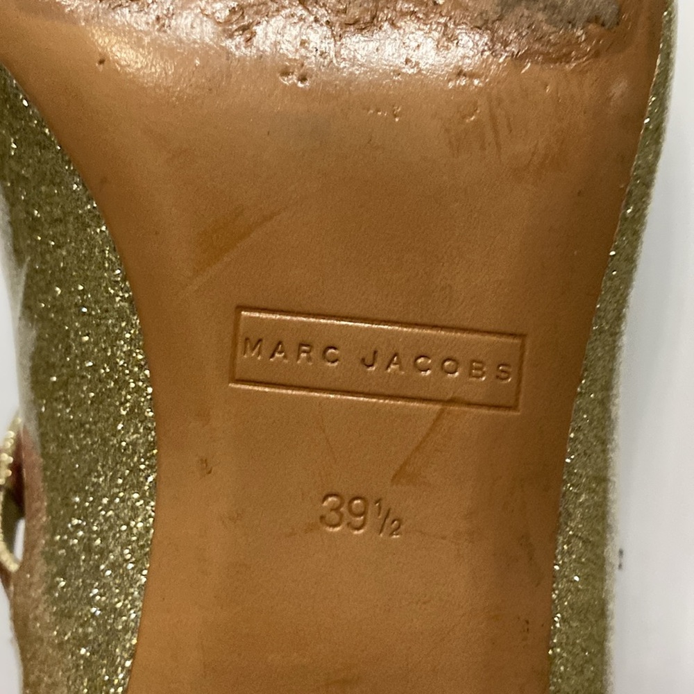 Marc Jacobs Lexi Gold Glitter Mary Jane Strap Pump Shoe Made in Italy - 39 1/2 - Picture 9 of 10